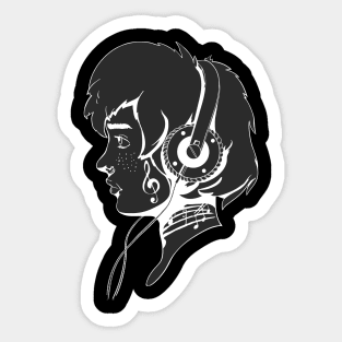 Girl with headphones Sticker